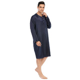 100% Mens Silk Nightshirt Pure Henley Neck Silk Nightwear