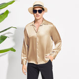 Mulberry Men's Silk Shirt Casual Long Sleeve Silk Shirts - slipintosoft