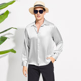 Mulberry Men's Silk Shirt Casual Long Sleeve Silk Shirts - slipintosoft