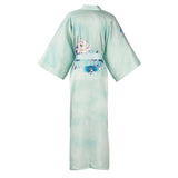 Women's Long Lotus Prints 100% Mulberry Silk Kimono Robe