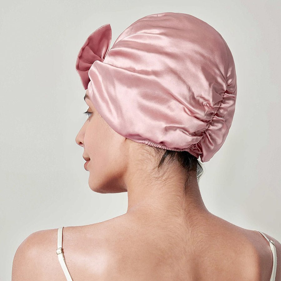 Women Elegant Bowknot Silk Sleep Caps Silk Bow Turban