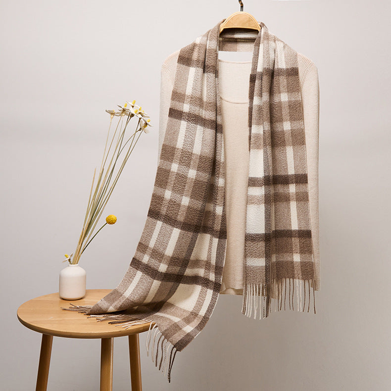 Long Cashmere Scarf with Tassel Plaid Cashmere Warps Multi Styles Winter Gifts - slipintosoft