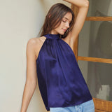 22 Momme Sleeveless Silk Shirt Silk Gathered Halter Top