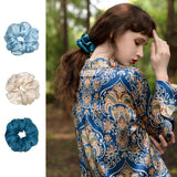 3 PCS Flower Silk Hair Scrunchies For Women Small Medium Large Sizes