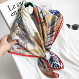 35"x35" Luxury Floral Printed Silk Square Scarf