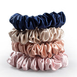 5 Pack Medium Size Flower Silk Hair Scrunchies