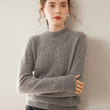 Womens Cashmere Sweater Textured Knit Long Sleeve Mock Neck Cashmere Pullover