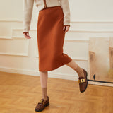 Womens Ribbed Knit Cashmere Skirt High Waist Cashmere Sweater Skirt
