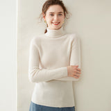 Womens Turtleneck Cashmere Sweater Long Sleeve Cashmere Tops Multi Colors