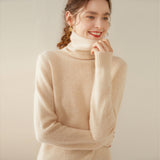 Womens Turtleneck Cashmere Sweater Long Sleeve Cashmere Pullover Rib Hem