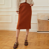 Womens Ribbed Knit Cashmere Skirt High Waist Cashmere Sweater Skirt