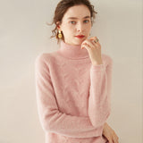 Womens Turtleneck Cashmere Sweater Textured Knit Turtleneck Pullover