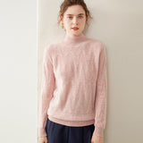 Womens Cable Knit Cashmere Sweater Mock Neck Cashmere Pullover Ribbed Trim