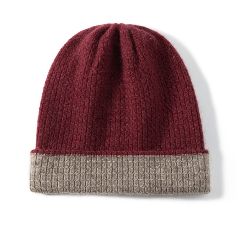 Adult Cashmere Beanie Double Layer Mixed Colors Cashmere Hats for Fall Winter