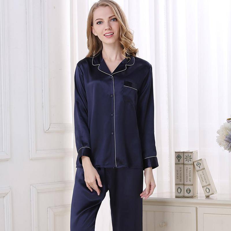 Best Women's Silk Pajamas Long Mulberry Silk Pjs Real Momme Pure 100%silk Sleepwear -  slipintosoft