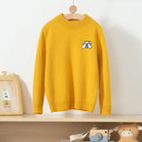 boys and girls crew neck pure cashmere sweater embroidery bear cashmere pullover - slipintosoft