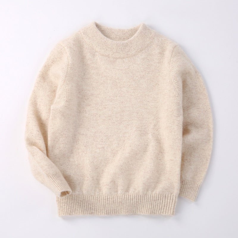 Boys And Girls Crew Neck Pure Cashmere Sweater Ribbed Knit Hem