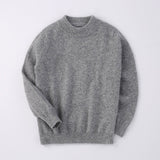 Boys And Girls Crew Neck Pure Cashmere Sweater Ribbed Knit Hem