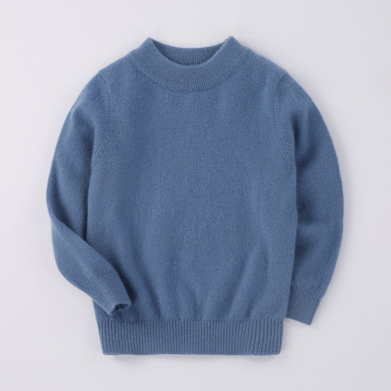 Boys And Girls Crew Neck Pure Cashmere Sweater Ribbed Knit Hem