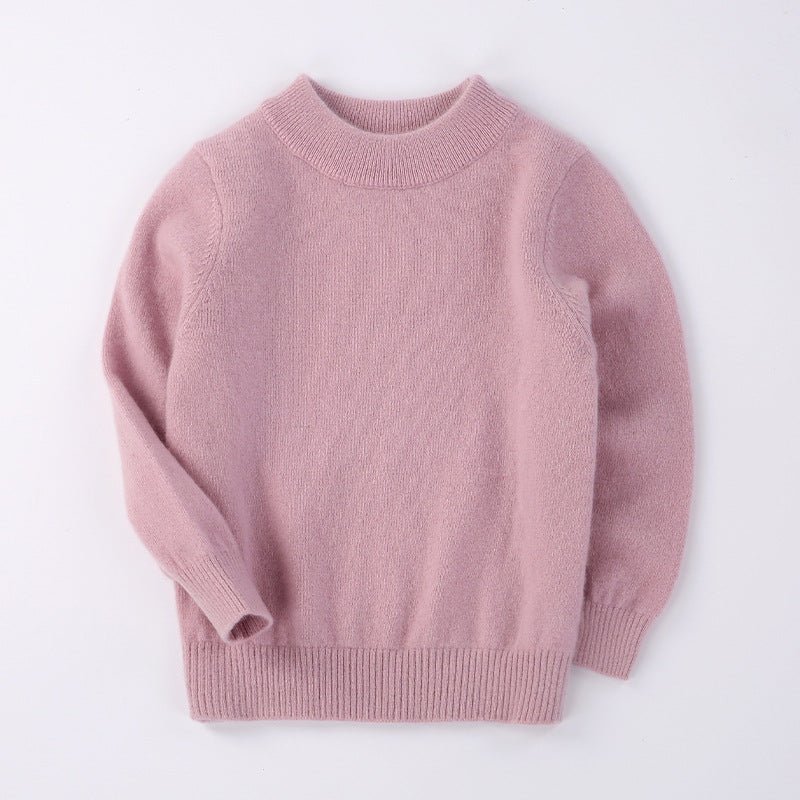 Boys And Girls Crew Neck Pure Cashmere Sweater Ribbed Knit Hem