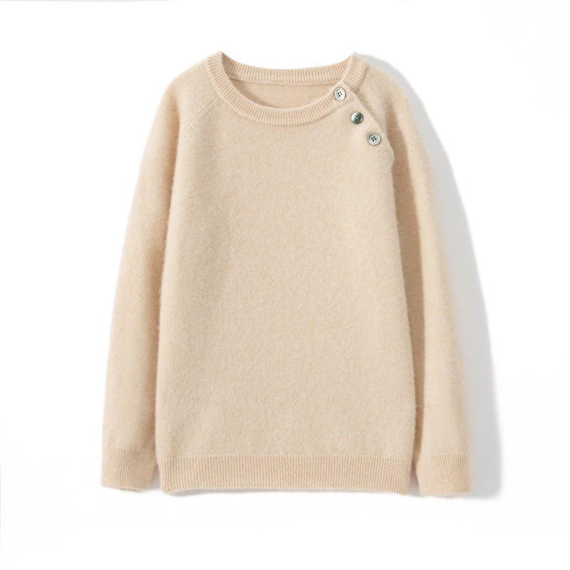 boys and girls crew neck solid cashmere sweater kids long sleeve raglan cashmere tops - slipintosoft