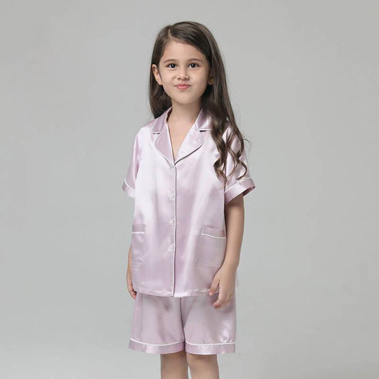 Short Kids' Silk Pajama Set Child's Silk Pajamas