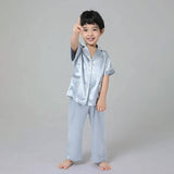 Boys Silk Pajamas Set Two Piece Short Kids Silk Sleepwear