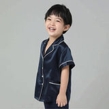 Boys Silk Pajamas Set Two Piece Short Kids Silk Sleepwear