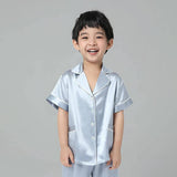 Boys Silk Pajamas Set Two Piece Short Kids Silk Sleepwear