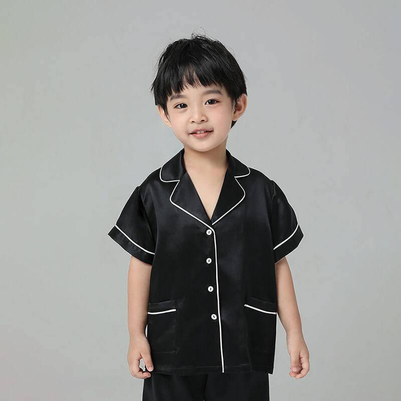 Boys Silk Pajamas Set Two Piece Short Kids Silk Sleepwear