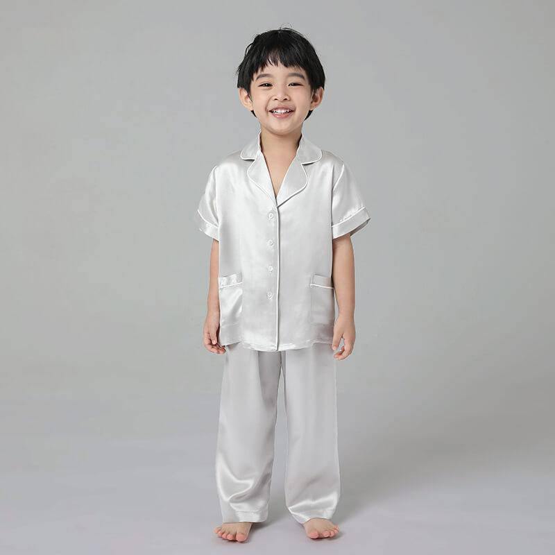 Boys Silk Pajamas Set Two Piece Short Kids Silk Sleepwear