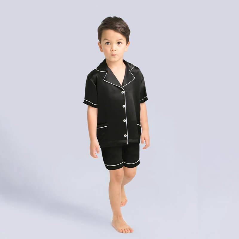 19 Momme Boys Short Silk Pajamas Set Classic Shorts Set Luxury Nightwear for Children -  slipintosoft