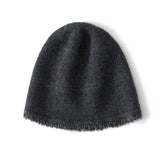 cashmere beanie solid cashmere cable knitted hat with rough edges fisherman beanie hat