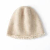 cashmere beanie solid cashmere cable knitted hat with rough edges fisherman beanie hat