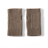 Cashmere Knit Fingerless Mittens Warm Half Finger Fleece Lined Winter Gloves