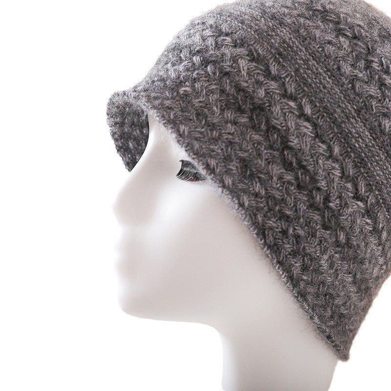 Unisex Cashmere Knitted Beanie Hat with Textured Pattern Handcrafted Winter Hat