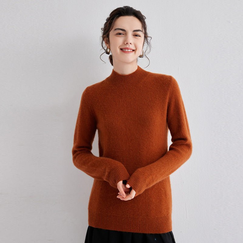 Cashmere Mock Neck Sweater for Women Slim Fit Solid Cashmere Pullover Multi Colors - slipintosoft