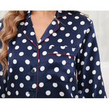 Classic Dot Silk Pajama Set women silk pajamas Long Sleeves plus size silk pajamas silk pjs - slipintosoft