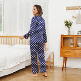 Classic Dot Silk Pajama Set women silk pajamas Long Sleeves plus size silk pajamas silk pjs - slipintosoft