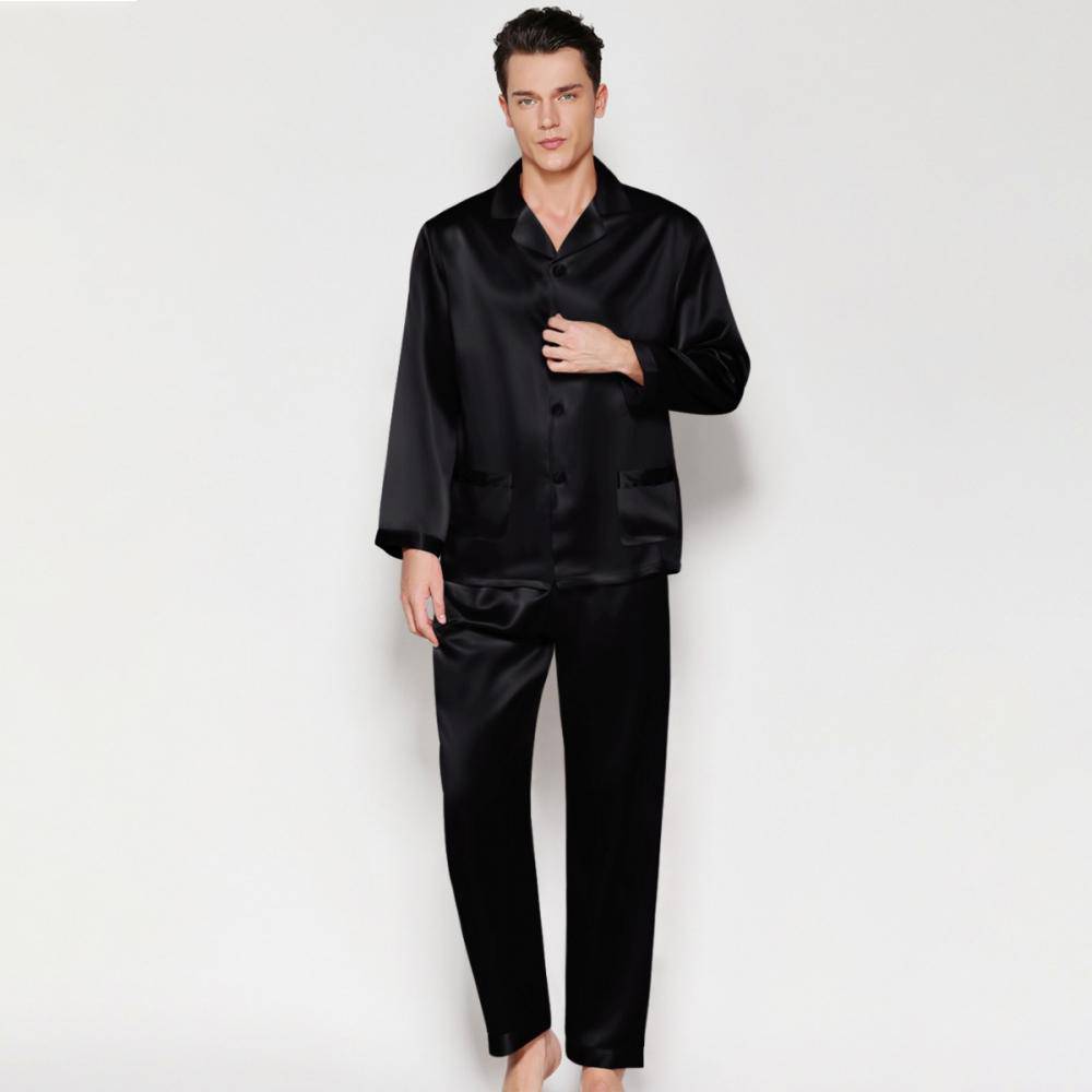 Long Silk Pajamas For Men 2 Piece Set Real 100% Real Mulberry Silk PJS -  slipintosoft