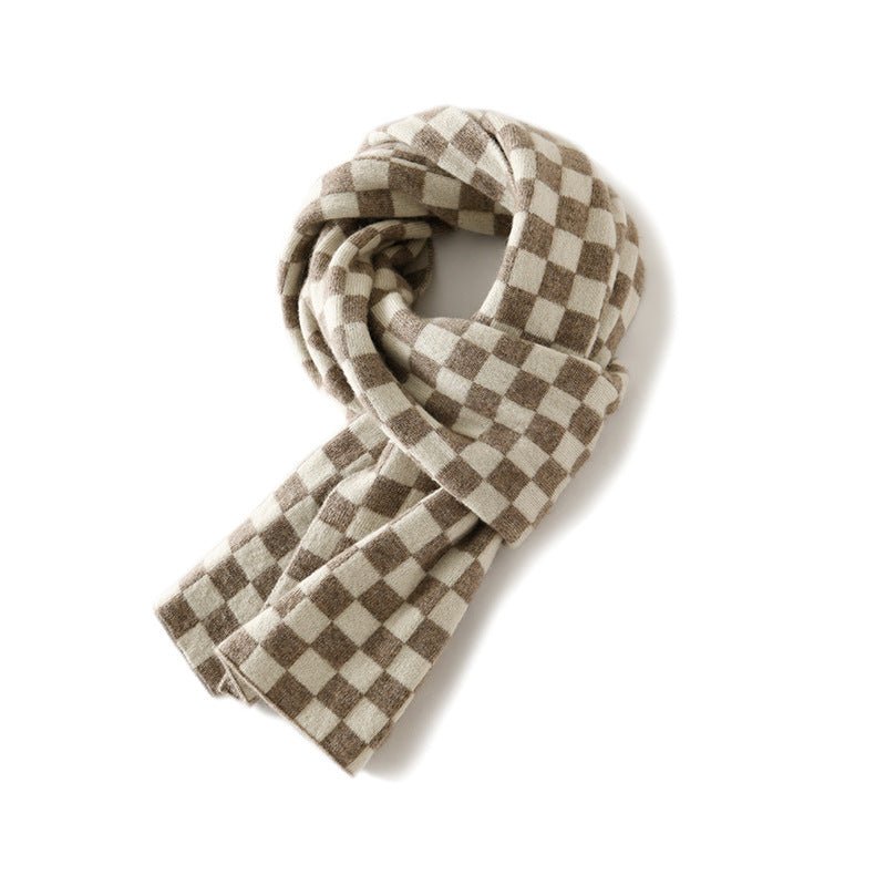 Classic Plaid Cashmere Scarf Short Cashmere Thick Cashmere Scarf for Men and Women