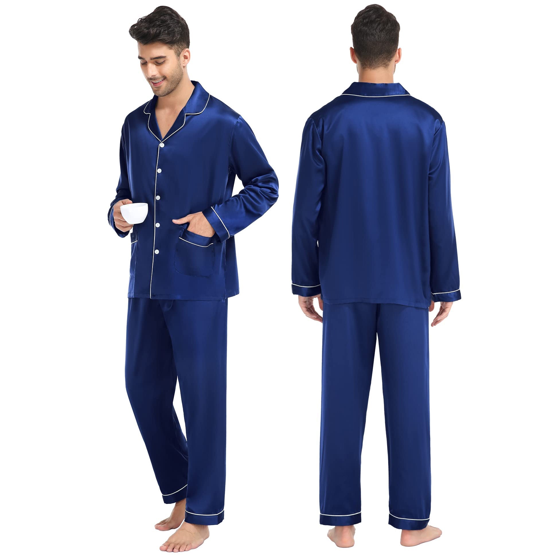 Matching Silk Pajamas Sets Long Pure Couples Silk Pajamas