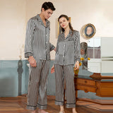 Matching Silk Pajamas Long Stripe Silk Pajama Set For Couples