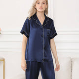 Silk Matching Pajamas Set Short Sleeve 100% Silk Pajamas