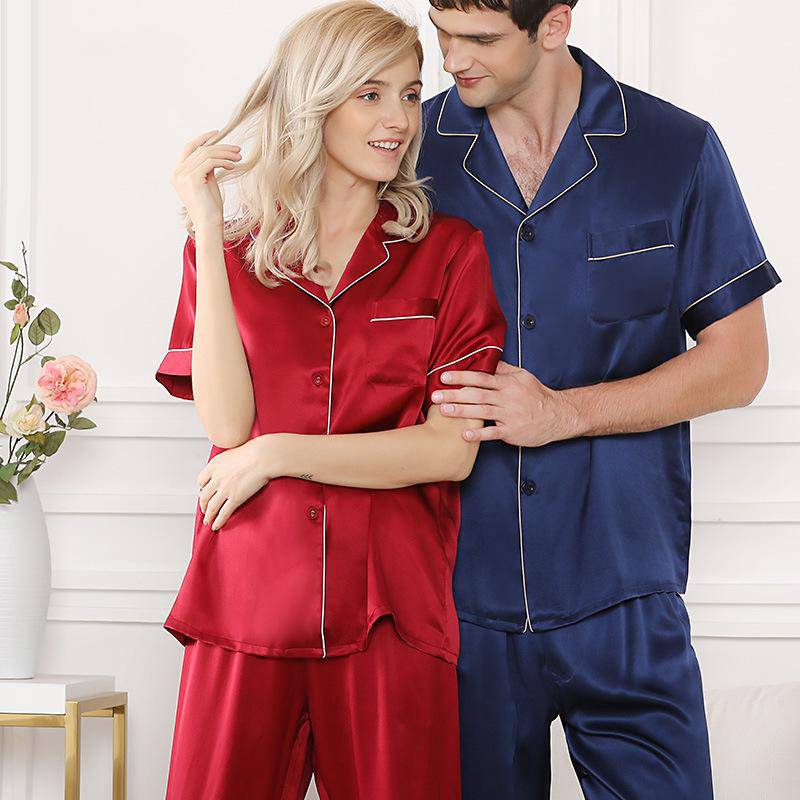 Silk Matching Pajamas Set Short Sleeve 100% Silk Pajamas