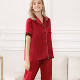 Silk Matching Pajamas Set Short Sleeve 100% Silk Pajamas