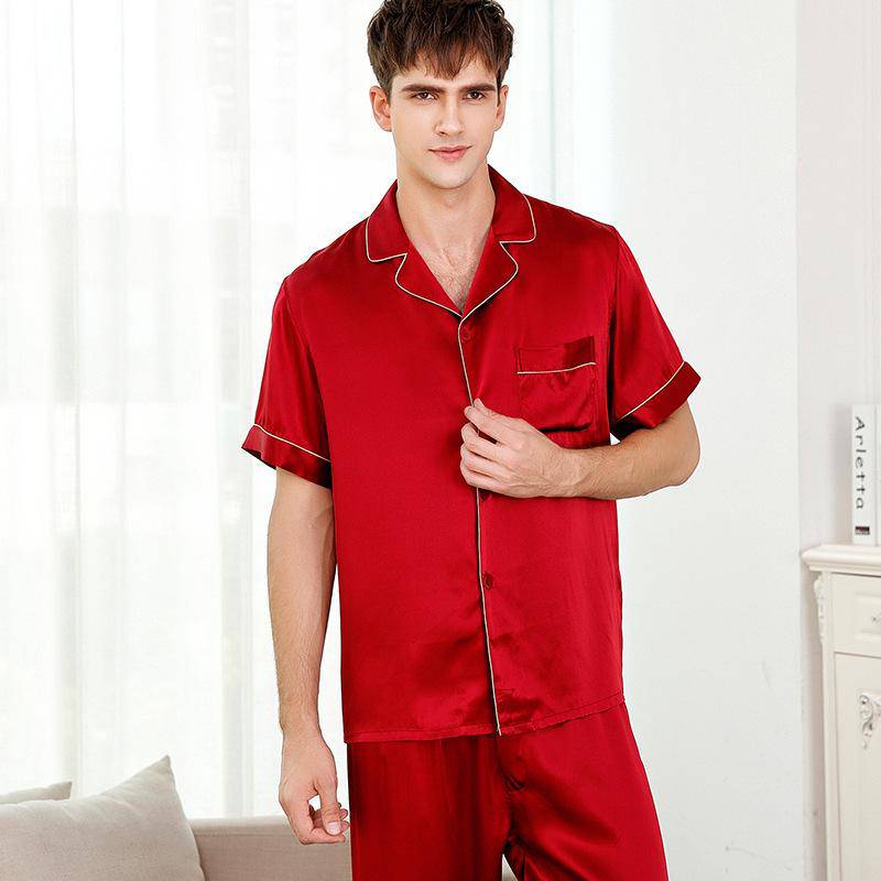 Silk Matching Pajamas Set Short Sleeve 100% Silk Pajamas