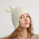 Cashmere Beanie with Elk Horns Cashmere Earflap Hat Christmas Gifts