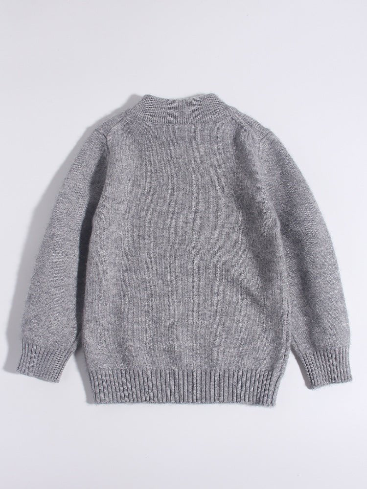 Cute Kids Pure Cashmere Sweater Sheep Intarsia Knit Cashmere Pullover Ribbing Hem