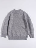 Cute Kids Pure Cashmere Sweater Sheep Intarsia Knit Cashmere Pullover Ribbing Hem